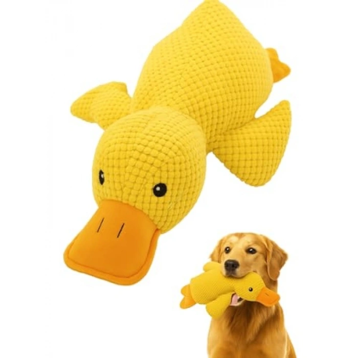 Peluş Ördek Şekilli Sesli Köpek Oyuncağı (Sarı)