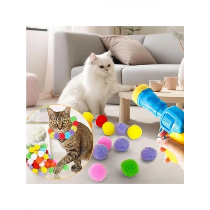 Peluş Top Atan İnteraktif Kedi Oyuncak Seti