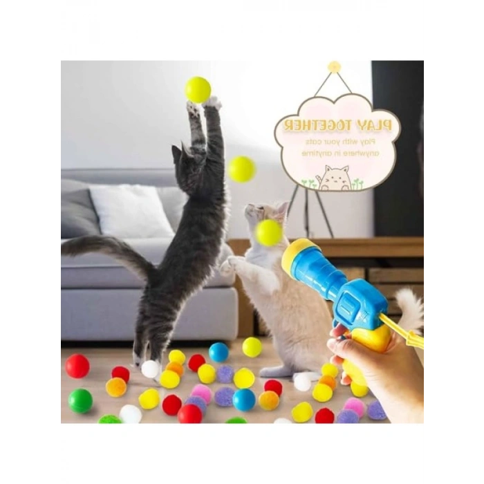 Peluş Top Atan İnteraktif Kedi Oyuncak Seti