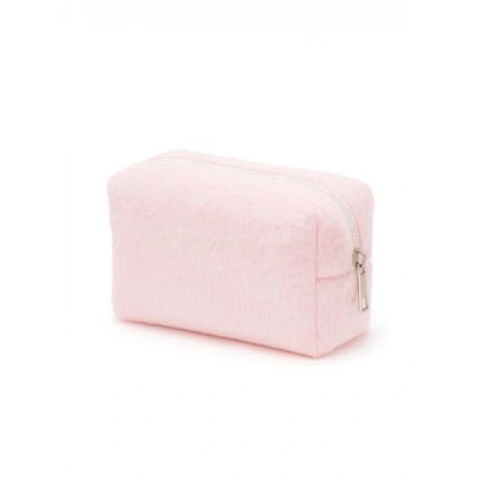 Peluş Yumuşak Makyaj Çantası - Kozmetik Organizeri (Pembe)