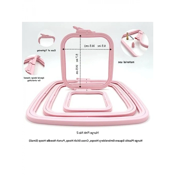 Pembe 2 Nolu Plastik Kare Nakış Kasnağı, Kendin Yap Dikiş