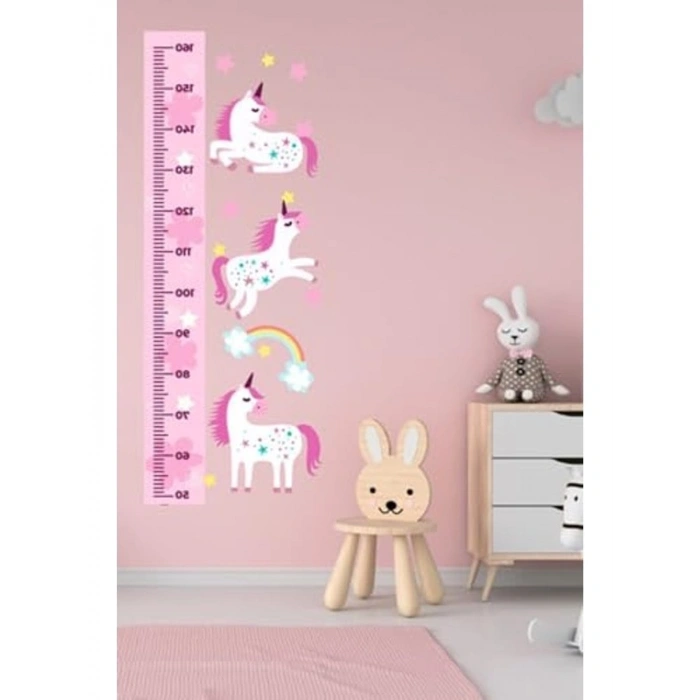 Pembe At Figürü ile Ölçüm Cetveli Duvar Dekoru