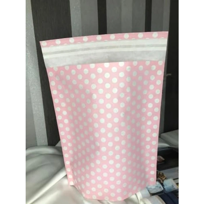 Pembe Beyaz Puantiyeli Hediye Paketi Gift Packet Hediye Torbası Bantlı 25x30 Cm - 2 Adet (Pembe)