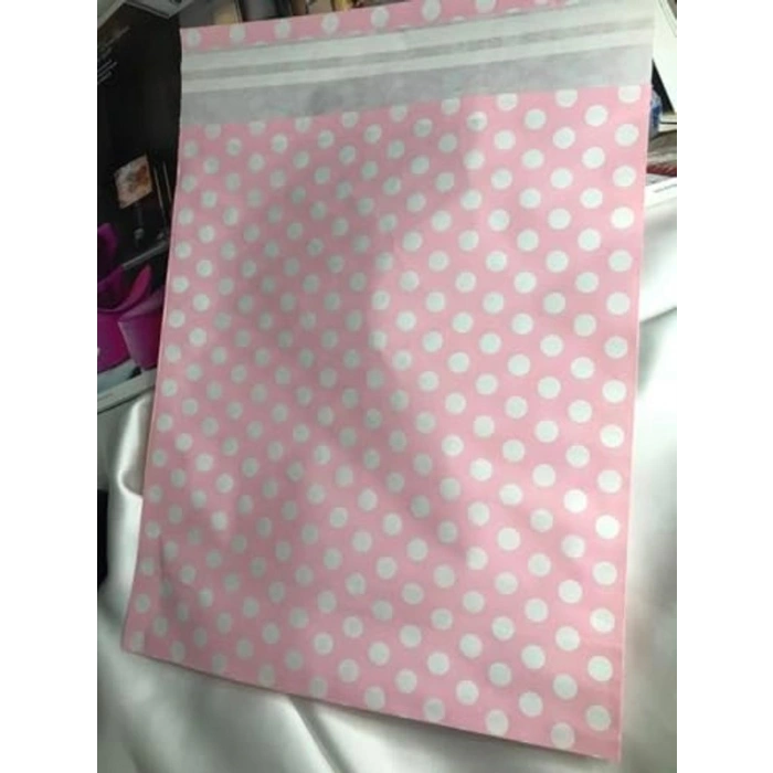 Pembe Beyaz Puantiyeli Hediye Paketi Gift Packet Hediye Torbası Bantlı 25x30 Cm - 2 Adet (Pembe)
