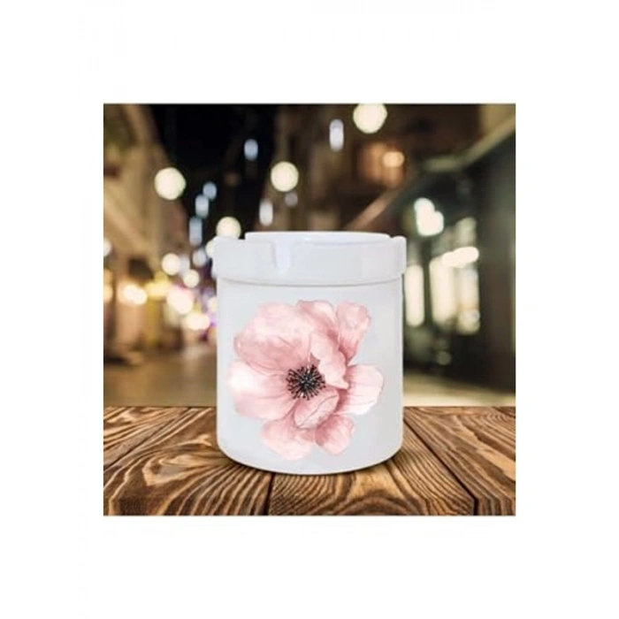 Pembe Çiçek Desenli Seramik Küllük, Şık Tasarım