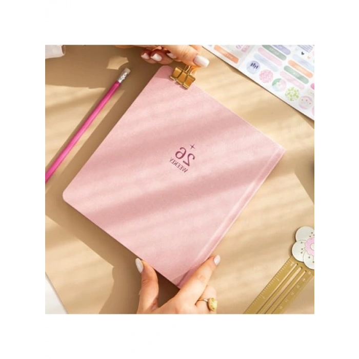 Pembe Dikey Haftalık Sert Kapak Ajanda - 2026