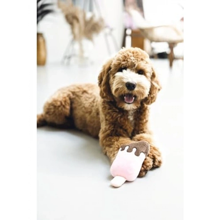 Pembe Dondurma Peluş Köpek Oyuncağı, 19x8x5cm