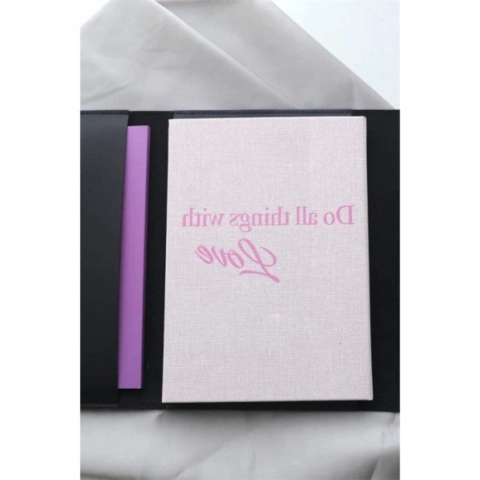 Pembe Keten Kapaklı Planlayıcı Ajanda - 15x21 cm