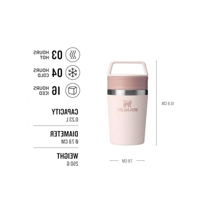 Pembe Kuvars Renk Seçeneği ile 0.23 Litre Kapasiteli Seyahat Termosu