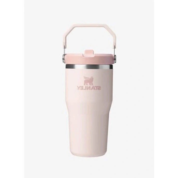 Pembe Kuvars Renkli Pipetli Termos Bardak, 0.60 L Kapasite