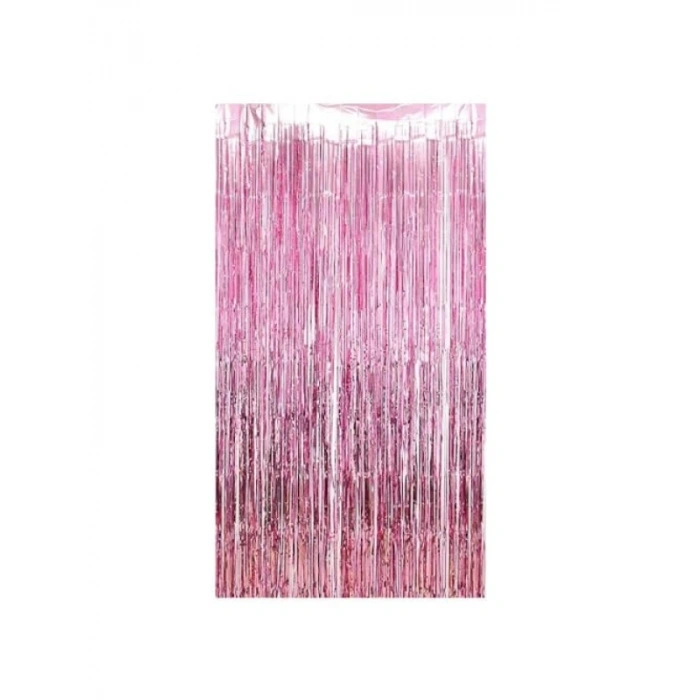Pembe Metalize Arka Fon Kapı Perdesi 100x200 cm