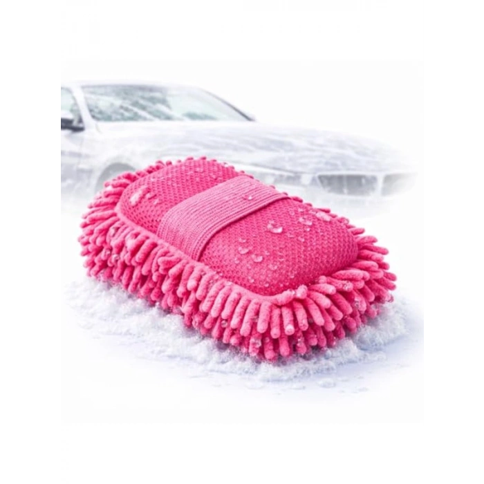 Pembe Mikrofiber Oto Yıkama Süngeri, Eldiven Tipi Tasarım
