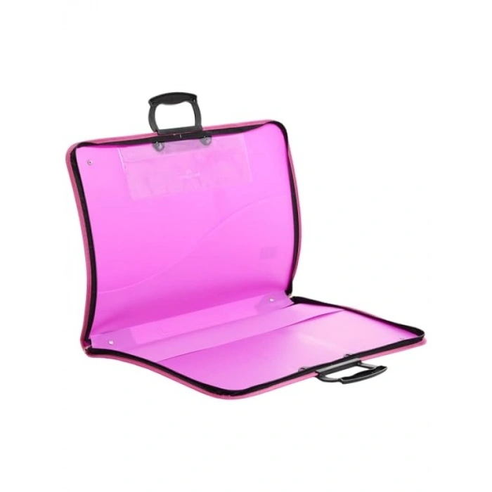 Pembe Proje Çantası, Taşıma Askılığı, Şeffaf Kalemlik