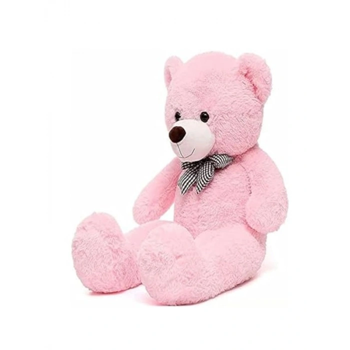 Pembe Rengarenk Papyonlu Peluş Ayıcık, 90 cm Boyutuyla Yüzleri Güldürür