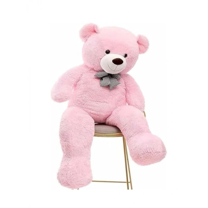Pembe Rengarenk Papyonlu Peluş Ayıcık, 90 cm Boyutuyla Yüzleri Güldürür