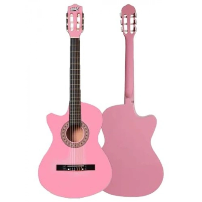 Pembe Renk Kesik Klasik Gitar 4/4 Yetişkin Boy Set