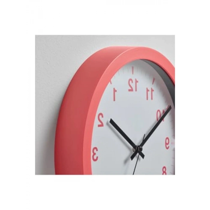 Pembe Renkli Duvar Saati - 28 cm Sessiz Tasarım