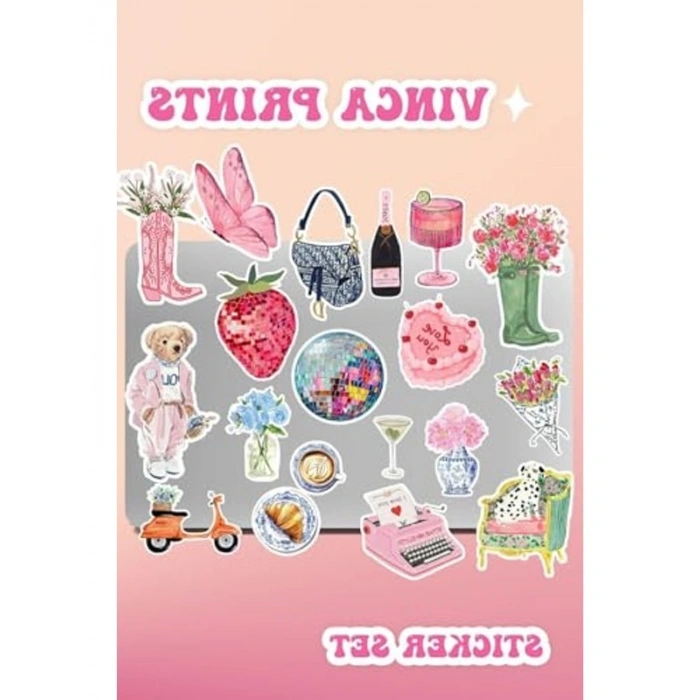 Pembe Renkli Etiket Seti, Macbook ve Tablet İçin