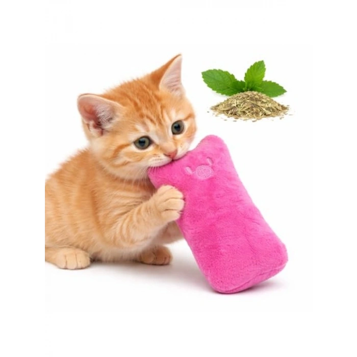 Pembe Renkli Sesli Peluş Kedi Oyuncağı, Yumuşak ve Dayanıklı