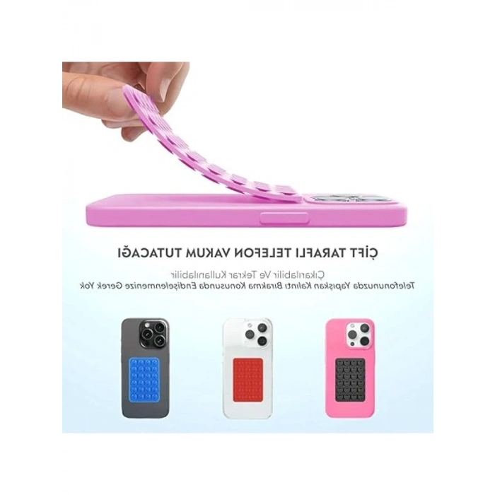 Pembe Renkli Vantuzlu Silikon Telefon Tutucu Kılıf