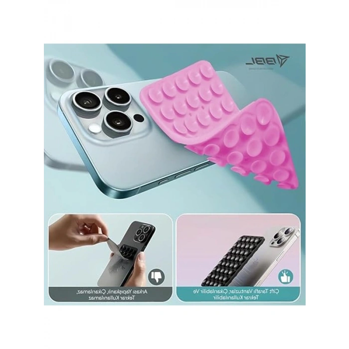 Pembe Renkli Vantuzlu Silikon Telefon Tutucu Kılıf