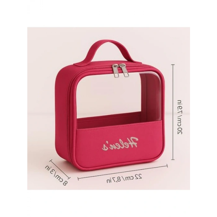 Pembe Şeffaf Seyahat Makyaj Çantası - Modern ve Pratik