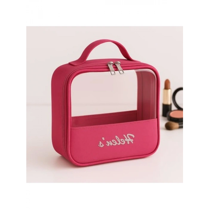 Pembe Şeffaf Seyahat Makyaj Çantası - Modern ve Pratik