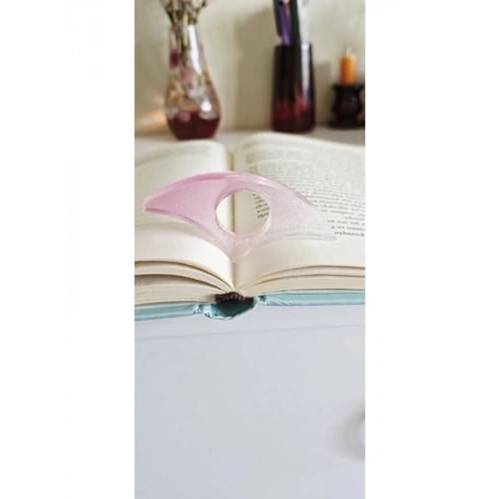Pembe Simli Kedi Kulak Şekilli Kitap Ayracı, Dekoratif Okuma Aksesuarı