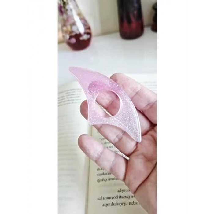 Pembe Simli Kedi Kulak Şekilli Kitap Ayracı, Dekoratif Okuma Aksesuarı