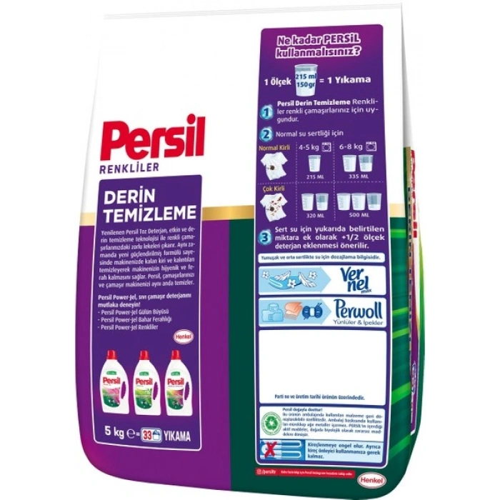 Persil 5 kg Toz Çamaşır Deterjanı Renkliler (33 Yıkama)