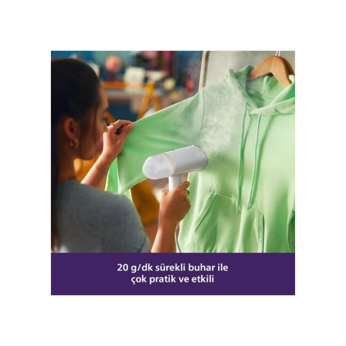 Philips 3000 Serisi El Tipi Dikey Ütü, 1000W, 30 Saniyede Hazır, Kompakt ve Katlanabilir, Yanık Riski Yok, Beyaz, STH3020/10