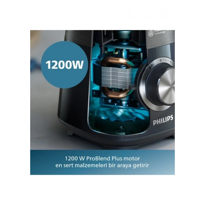 Philips 5000 Serisi Blender 1200W, ProBlend Plus Teknolojisi, 2 Lt Kapasiteli Cam Hazne, 3 Hız ve Darbe Özelliği, HomeID , HR3030/00
