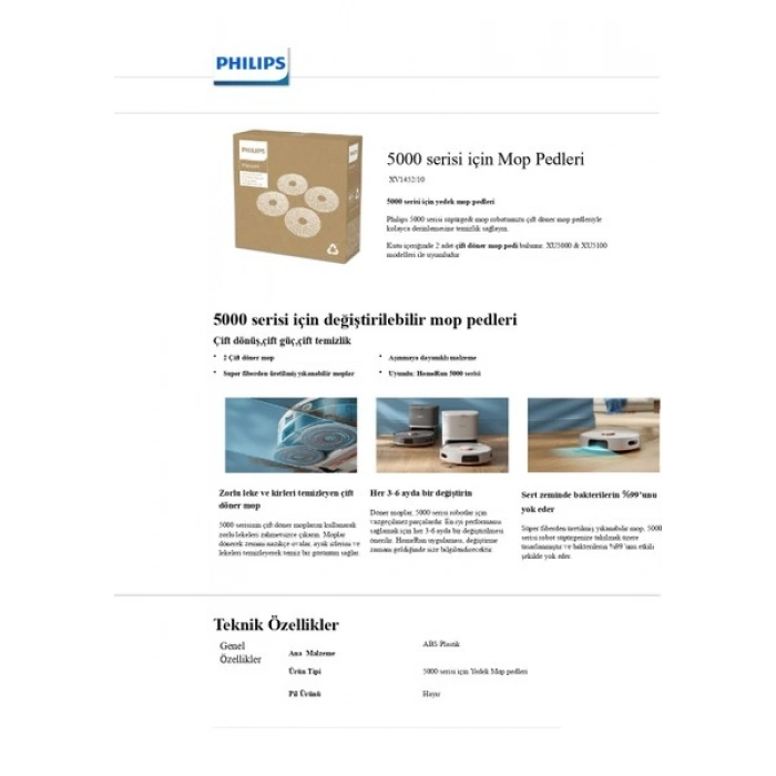 Philips 5000 Serisi Robot Süpürge Mop Bezi