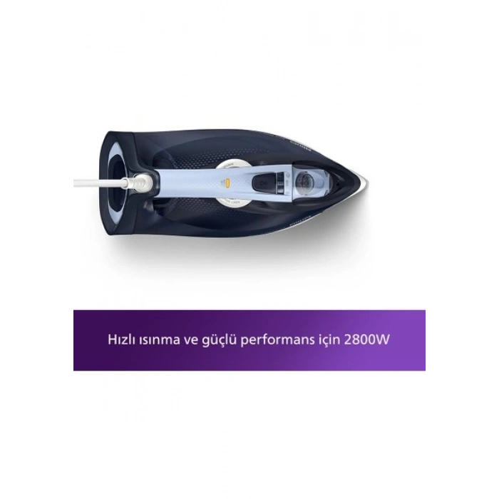 Philips 7000 Serisi Buharlı Ütü, 2800W, SteamGlide Plus Taban, 50 g/dk Sürekli Buhar, 250 g, Şok Buhar, SteamGlide Plus, Koyu Mavi, DST7030/20
