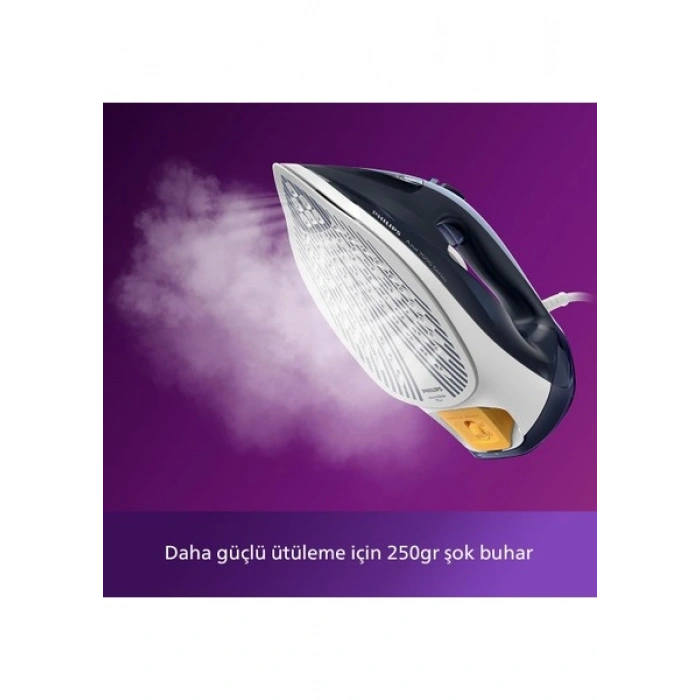 Philips 7000 Serisi Buharlı Ütü, 2800W, SteamGlide Plus Taban, 50 g/dk Sürekli Buhar, 250 g, Şok Buhar, SteamGlide Plus, Koyu Mavi, DST7030/20