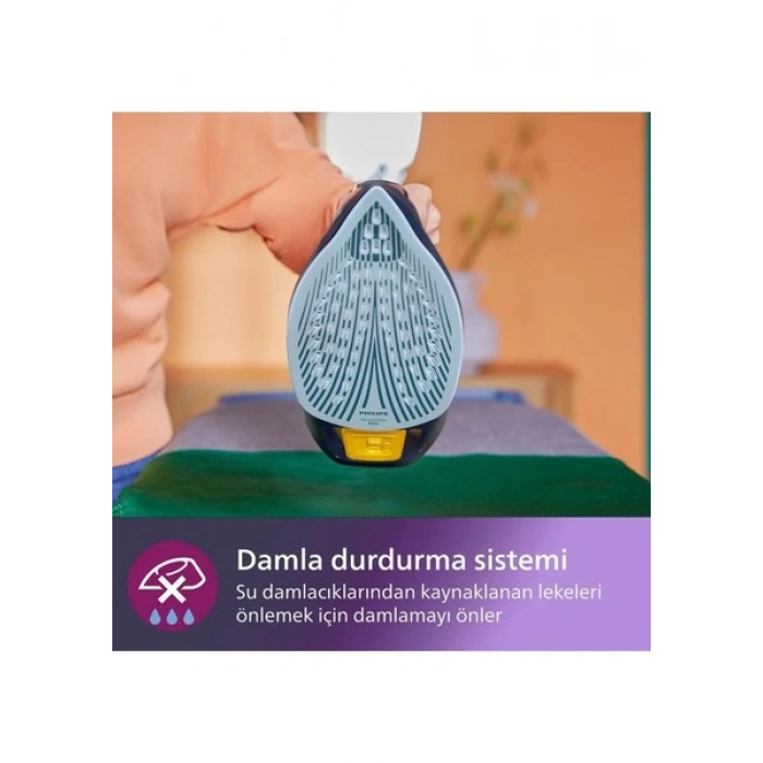 Philips 7500 Serisi Buharlı Ütü, 3200W, 55 g/dk Sürekli Buhar, SteamGlide Elite, 260 g Şok Buhar, Mavi/Altın Rengi, DST7510/80