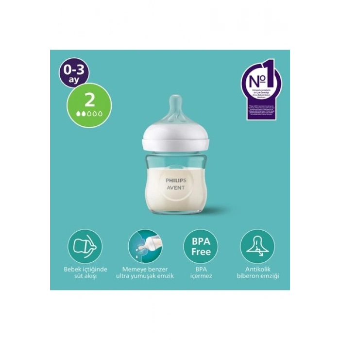Philips Avent Doğal Tepkili Cam Biberon, 120ml, 0-3 Ay, SCY930/01