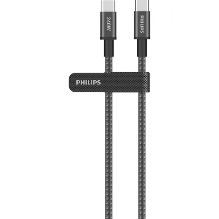 Philips DLC7030C/00 240W Usb-C To Usb-C Örgülü Şarj Kablosu 1m, Siyah