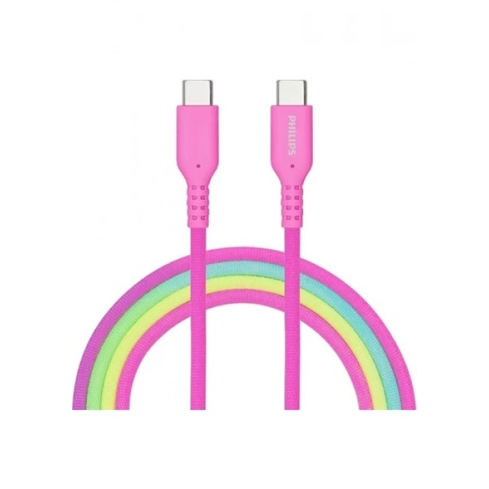 Philips DLC8130C/00 240W Usb-C To Usb-C Pd Hızlı Şarj Kablosu 1m, Pembe