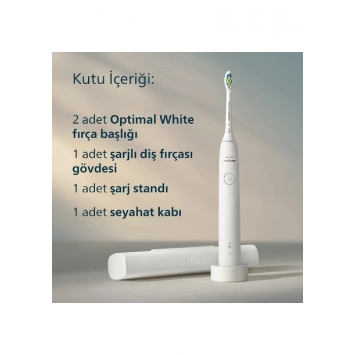 Philips Sonicare 5300 Şarjlı Diş Fırçası, 21 Gün Şarj, 7 Kat Plak Temizliği, Basınç Sensörü, 2 Mod, Seyahat Kabı, 2 Başlık, Beyaz, HX7108/03