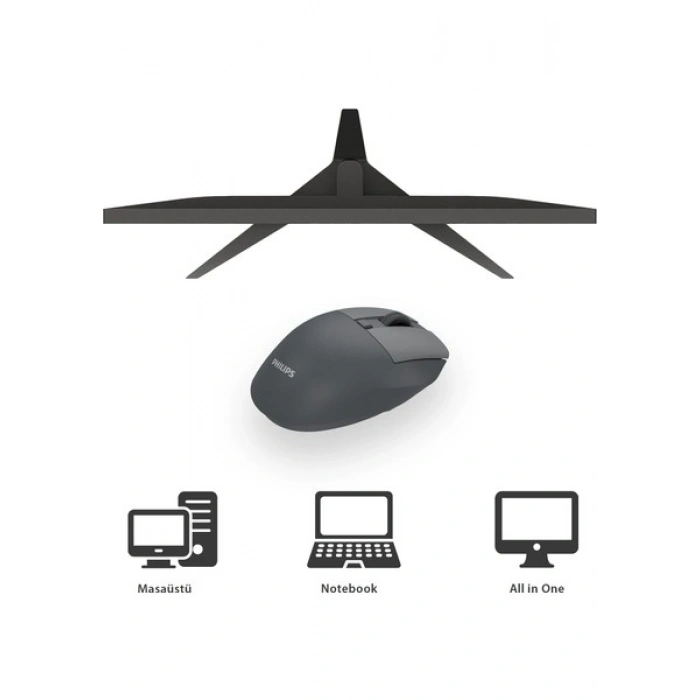 Philips SPK7528 Kablosuz Bluetooth 1600DPI 5 Tuşlu Optik Mouse Gri