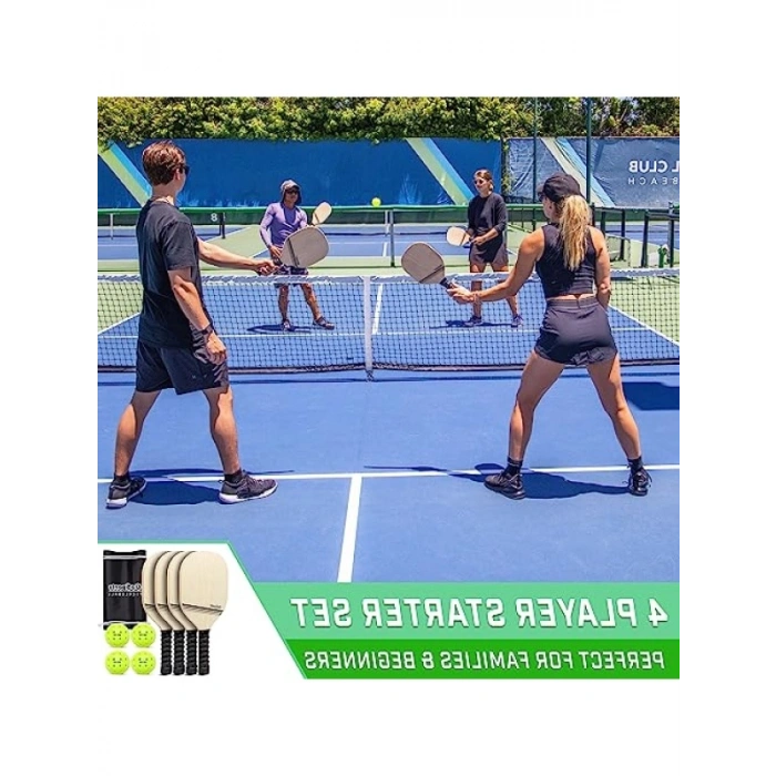 Pickleball Başlangıç Seti - 4 Kürek ve 4 Top