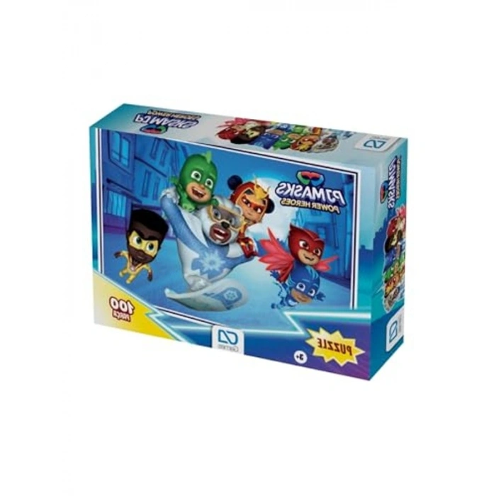 Pijamaskeliler Temalı 100 Parça Çocuk Puzzle, 34x24 cm Ebatında