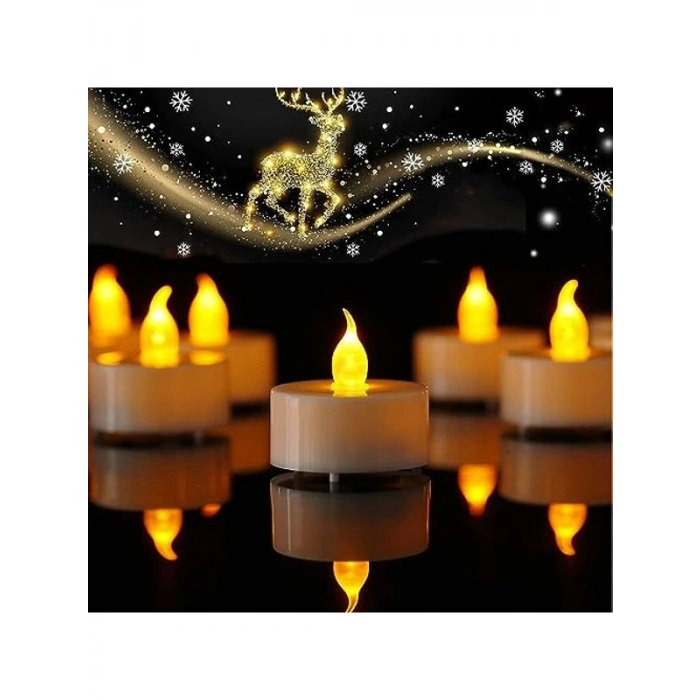 Pilli LED Tealight Mum, Sıcak Sarı Renk, Dekoratif Kullanım