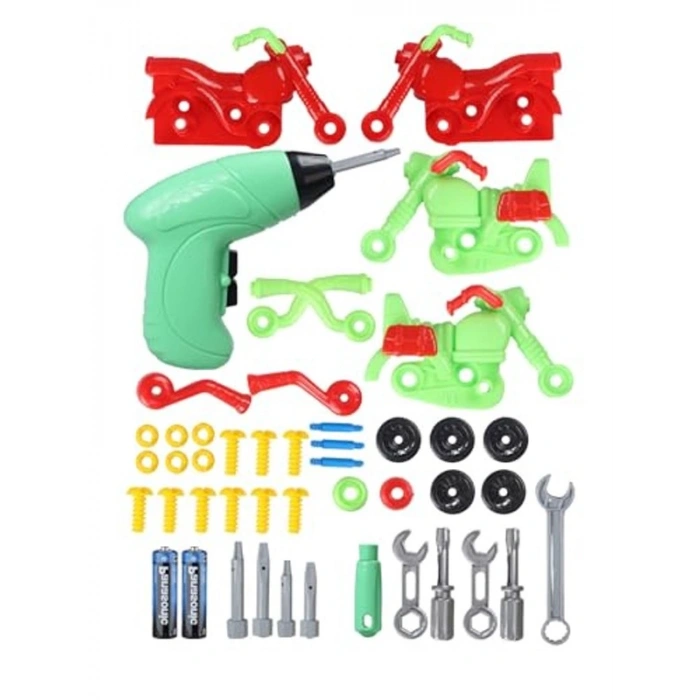 Pilli Matkaplı Araç Tamir Seti, Eğlenceli 44 Parça Set