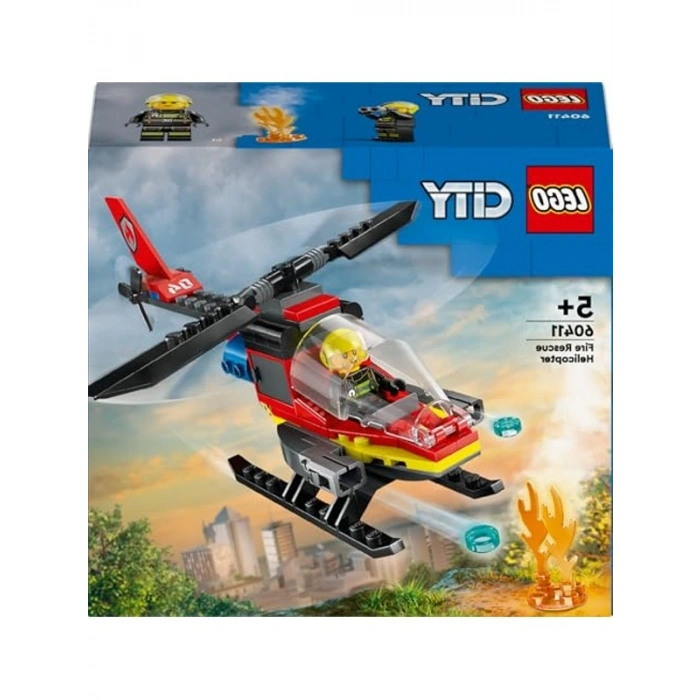 Pilot Minifigürü İçeren İtfaiye Helikopteri Seti, 85 Parça ile 5 Yaş ve Üzeri için Eğlenceli Oyun