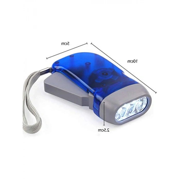 Pilsiz LED El Feneri - Dynamo ve 3 LED Işık Sistemi
