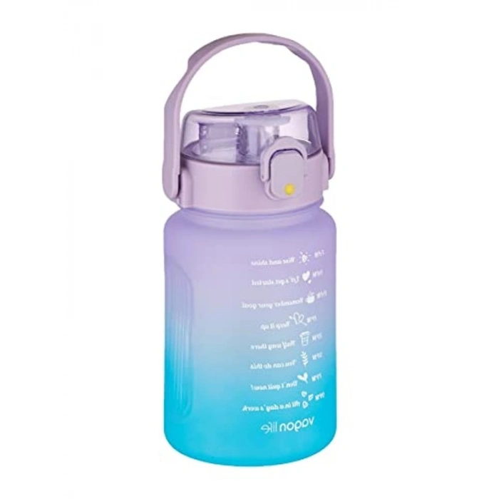 Pipetli Kullanım İçin 1000 ml Çift Renkli Motivasyon Matarası