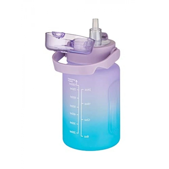 Pipetli Kullanım İçin 1000 ml Çift Renkli Motivasyon Matarası