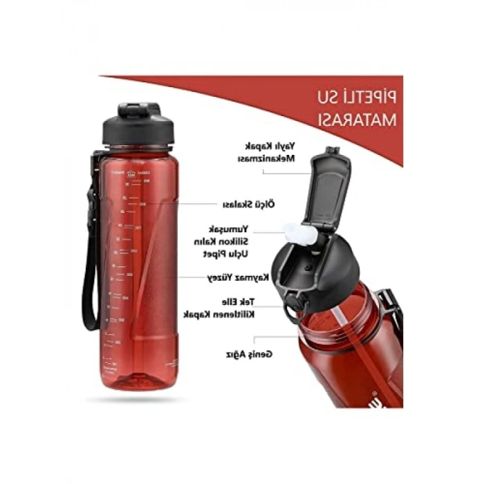 Pipetli Mega Boy Su Matarası - 1500 ml Lacivert